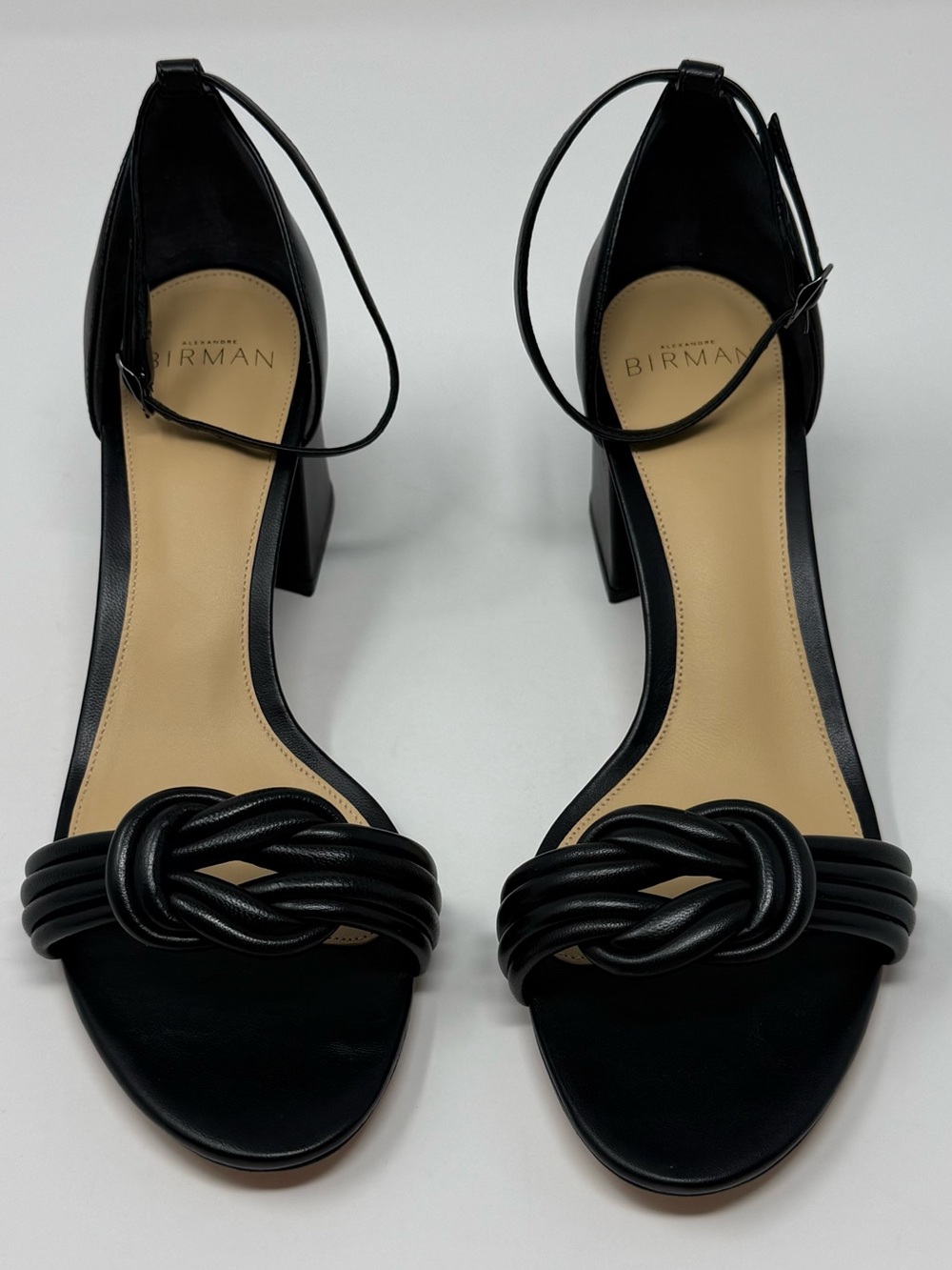 NIB Alexandre Birman Vicky 60 Black Leather Ankle-Strap Sandals Size 37.5